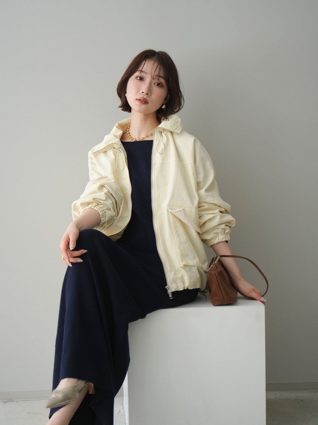 [予約]2WAYニットワンピース/darknavy