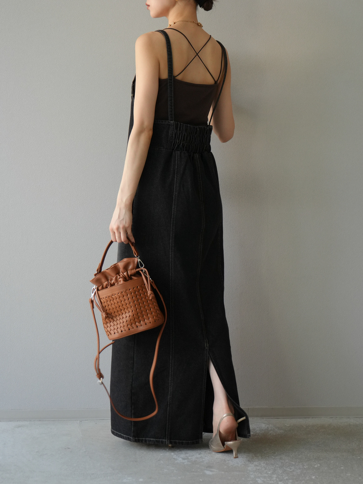 【預購】不對稱牛仔洋裝/黑色