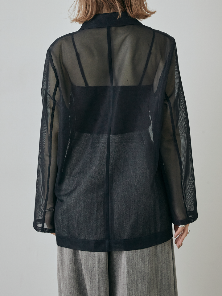 [予約]メッシュテーラードジャケット/ネイビー