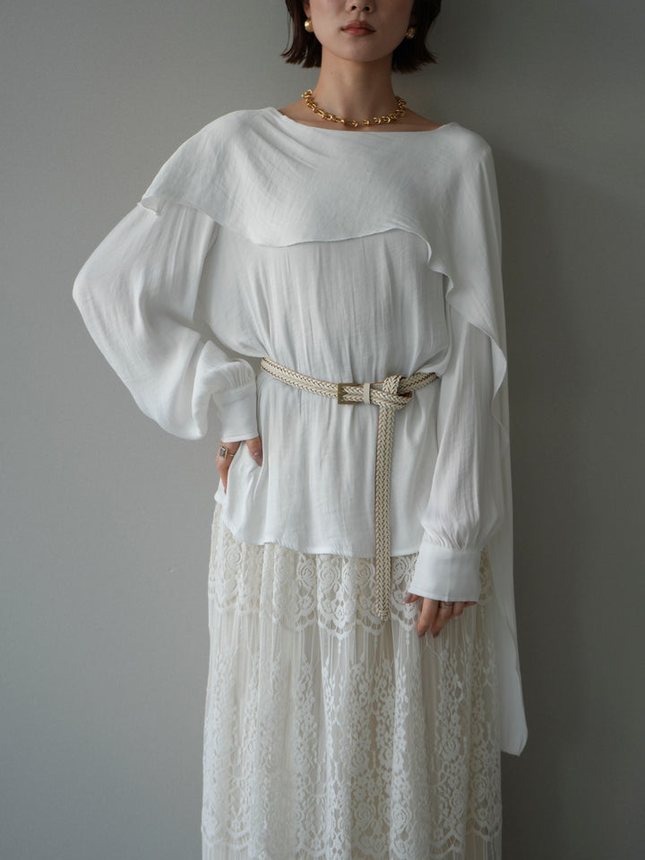 [予約]シルキードレープブラウス/white