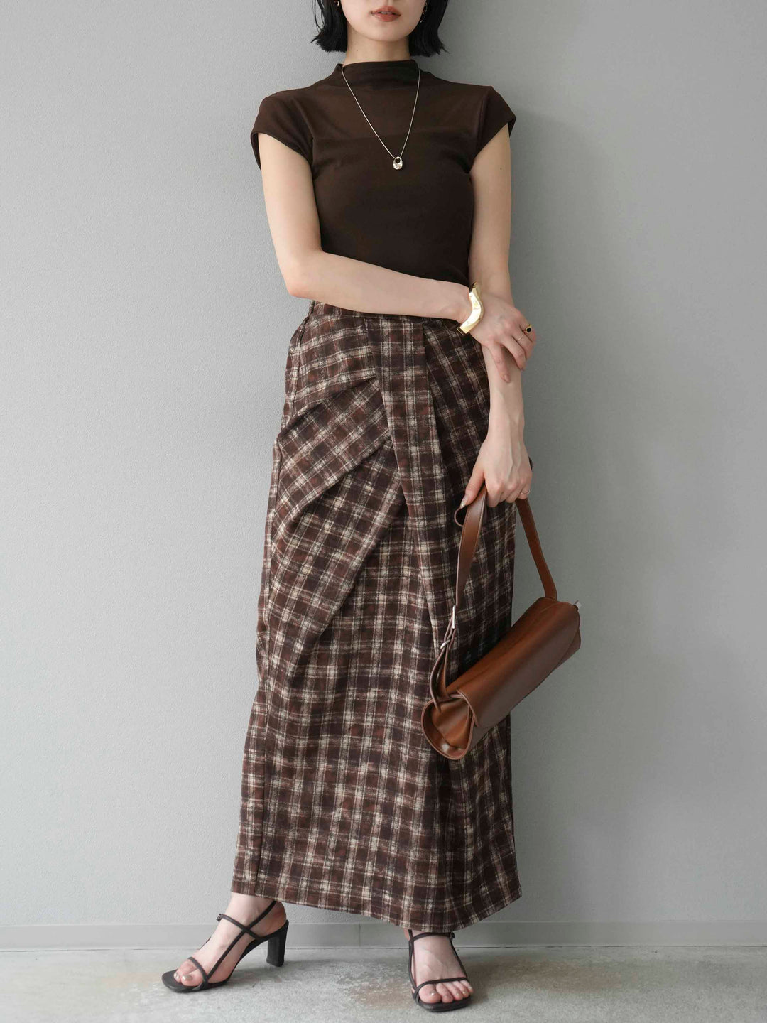 [預訂] 透明切換彈性上衣/棕色