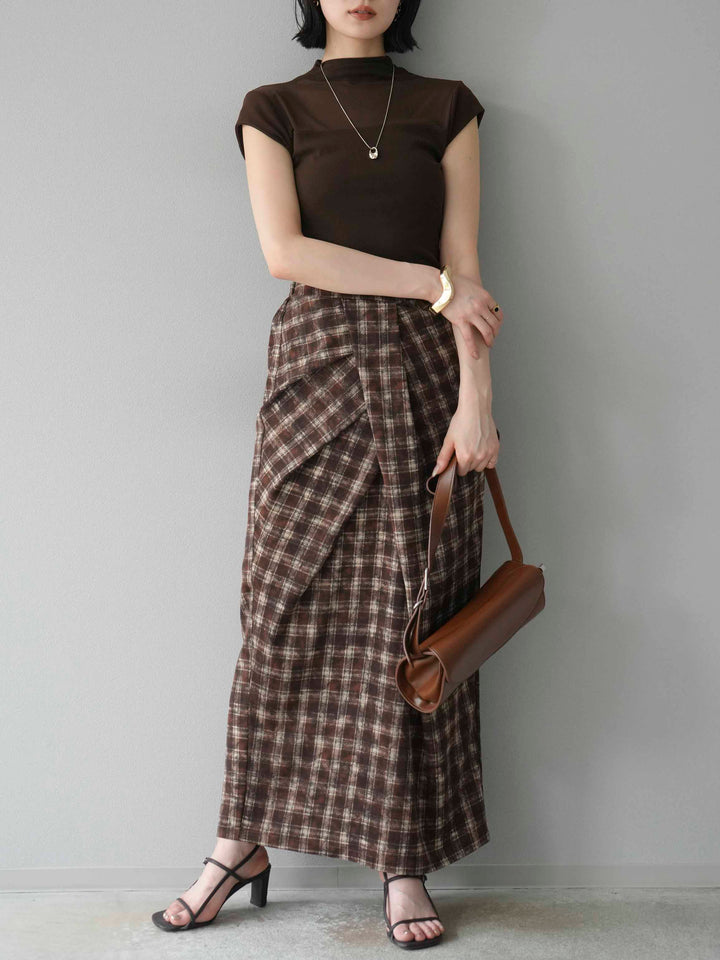 [預訂] 透明切換彈性上衣/棕色