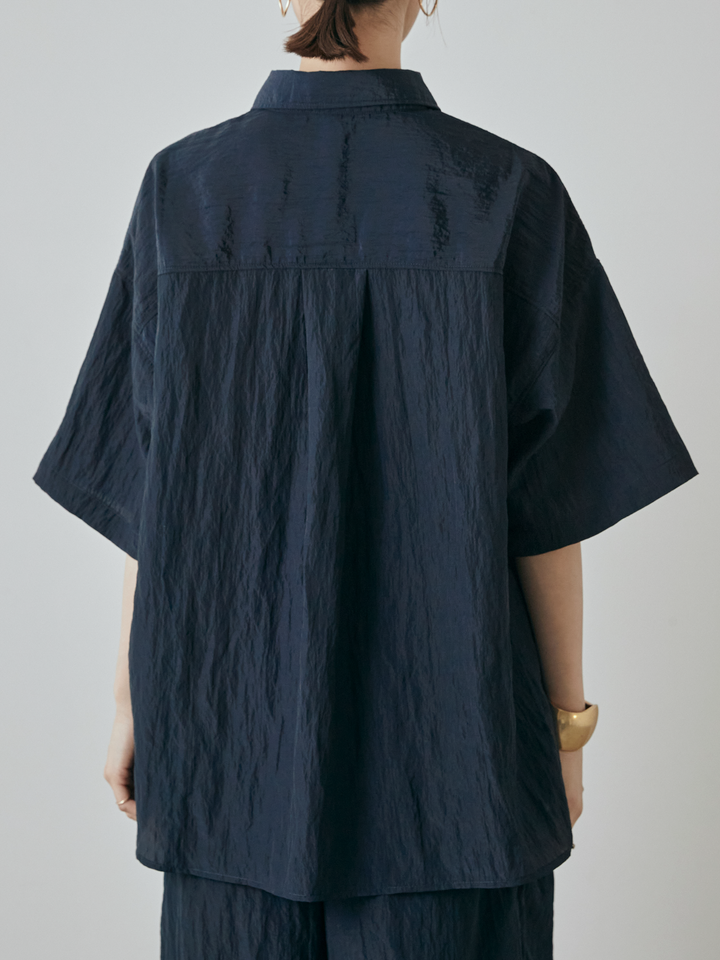 [予約]2WAYナイロンワッシャーハーフシャツ/ネイビー