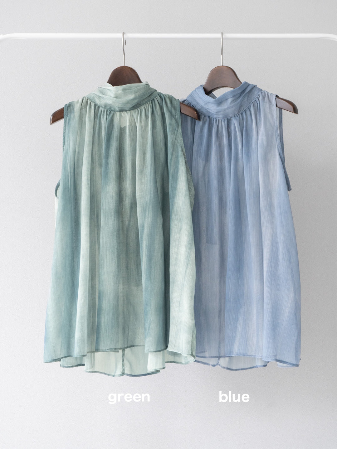 [SET]ニュアンスシアーホルターネックブラウス+ニュアンスシアーフレアスカート(2set)