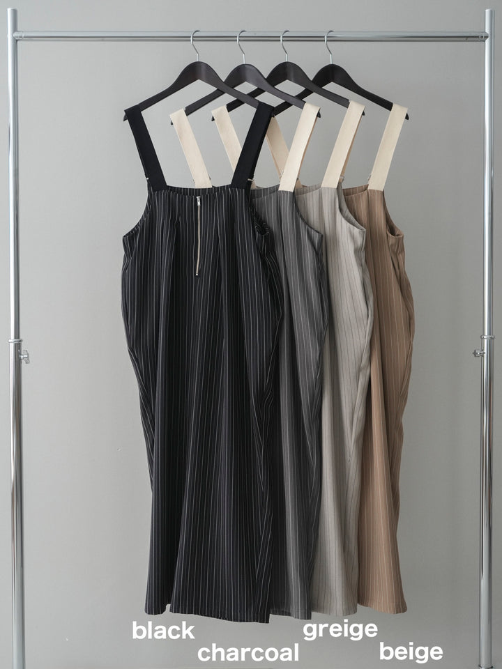 [SET]ノーカラージャケット+グログランテープストライプサロペット(2set)