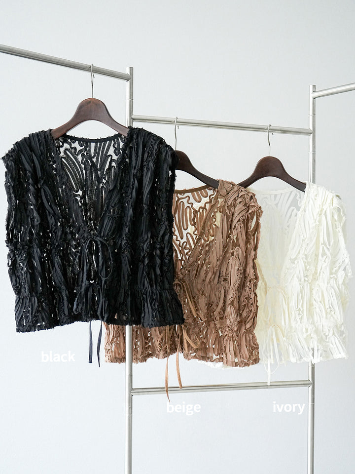[SET]ジャガードレースリボントップス+ジャガードレースリボントップス(2set)