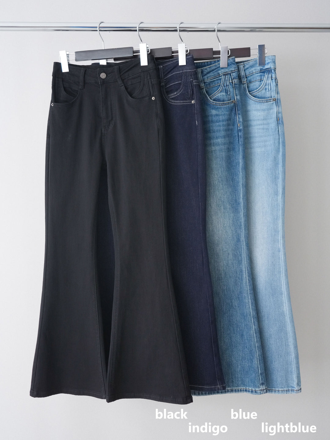 [SET]ラッフルデザインティアードブラウス+ハイウエストフレアデニムパンツ(2set)