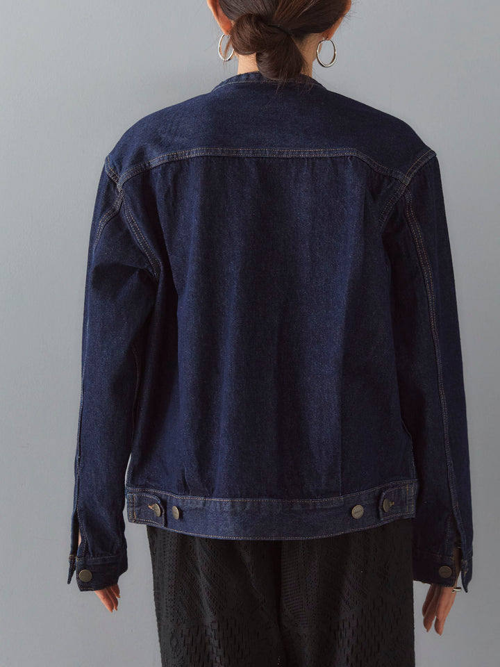 [Pre-order] No-collar denim jacket/one wash