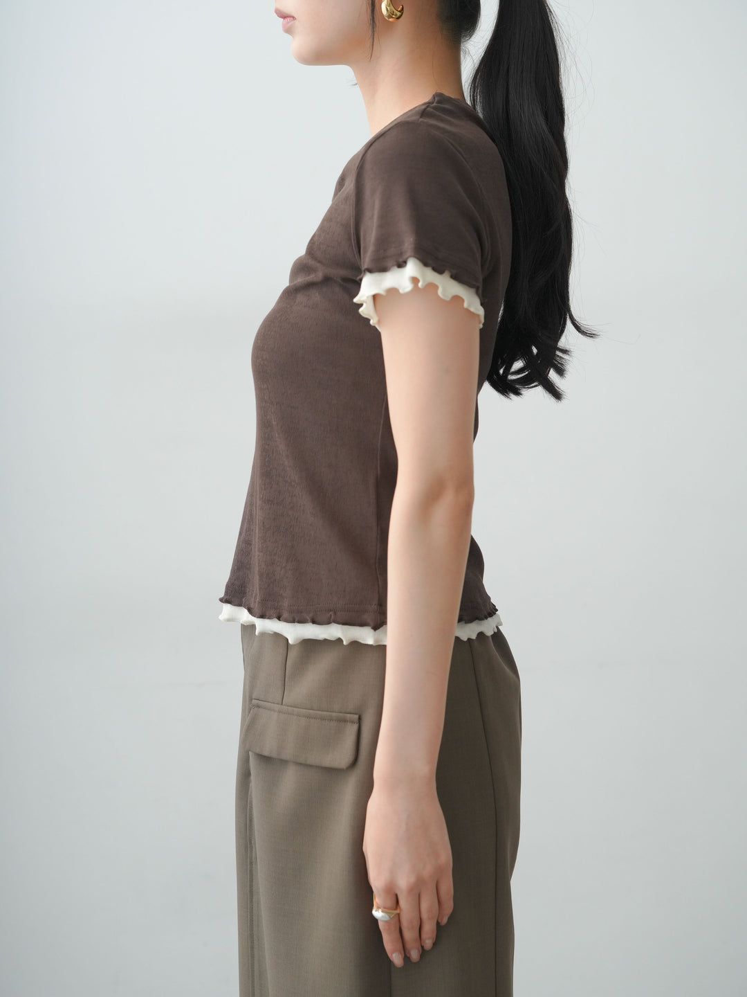 [予約]メロートリムレイヤードTEE/brown