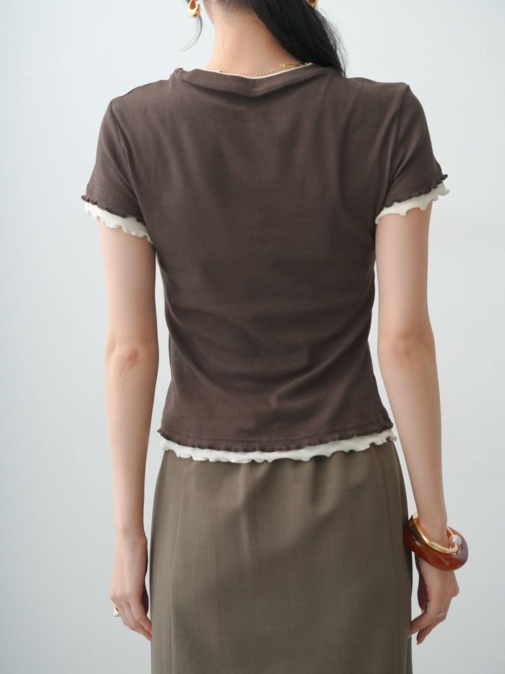 [予約]メロートリムレイヤードTEE/brown