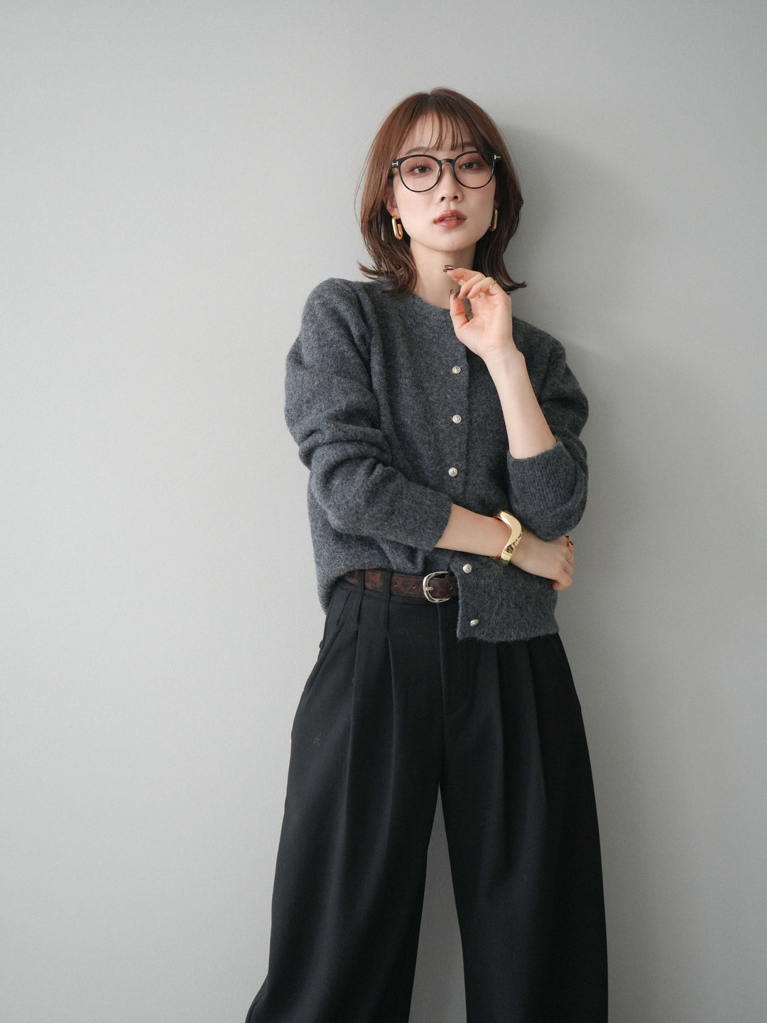 [SET]アンティークボタンニットカーディガン+アンティークボタンニットカーディガン(2set)