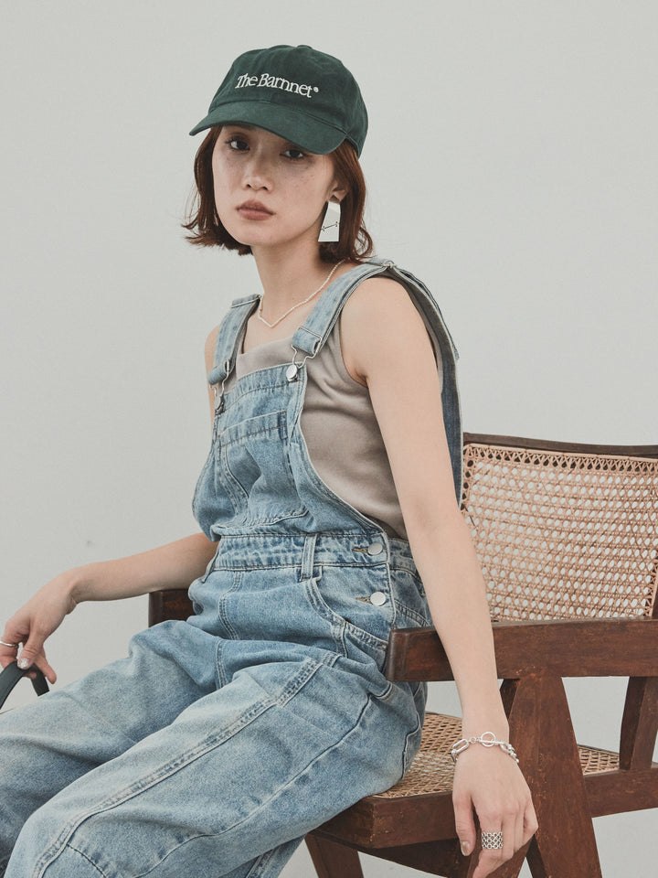 [予約]センターシームデニムサロペット /ライトブルー