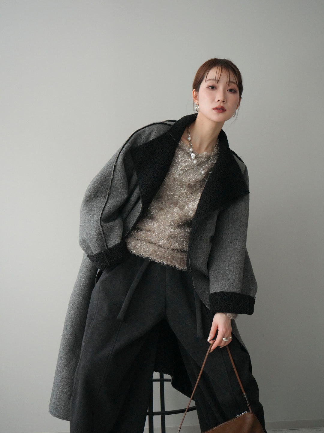 [予約]アウトシーム裏ボアコート/gray