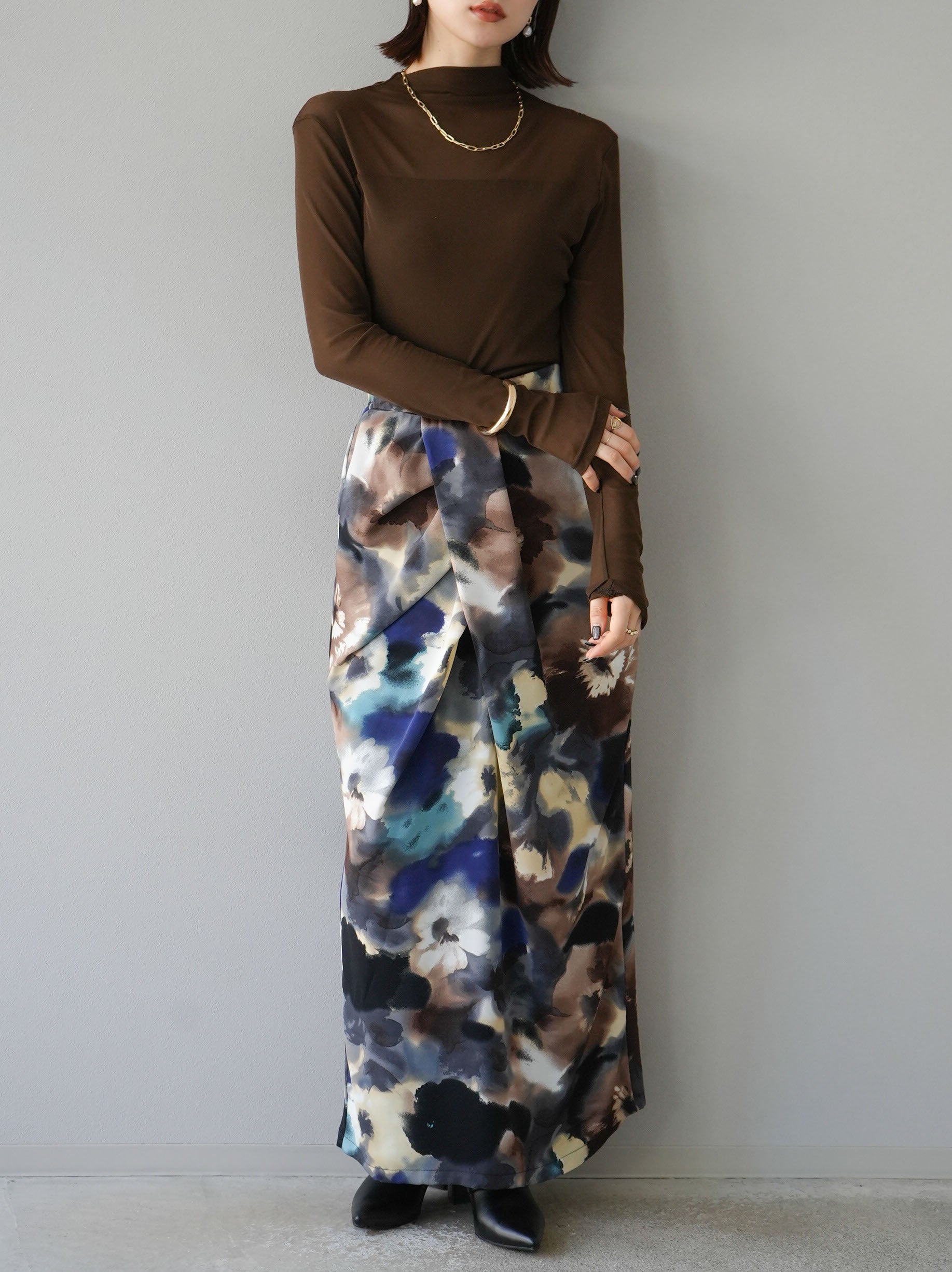 予約]シアー切替ストレッチ長袖トップス/モカ – Lumier