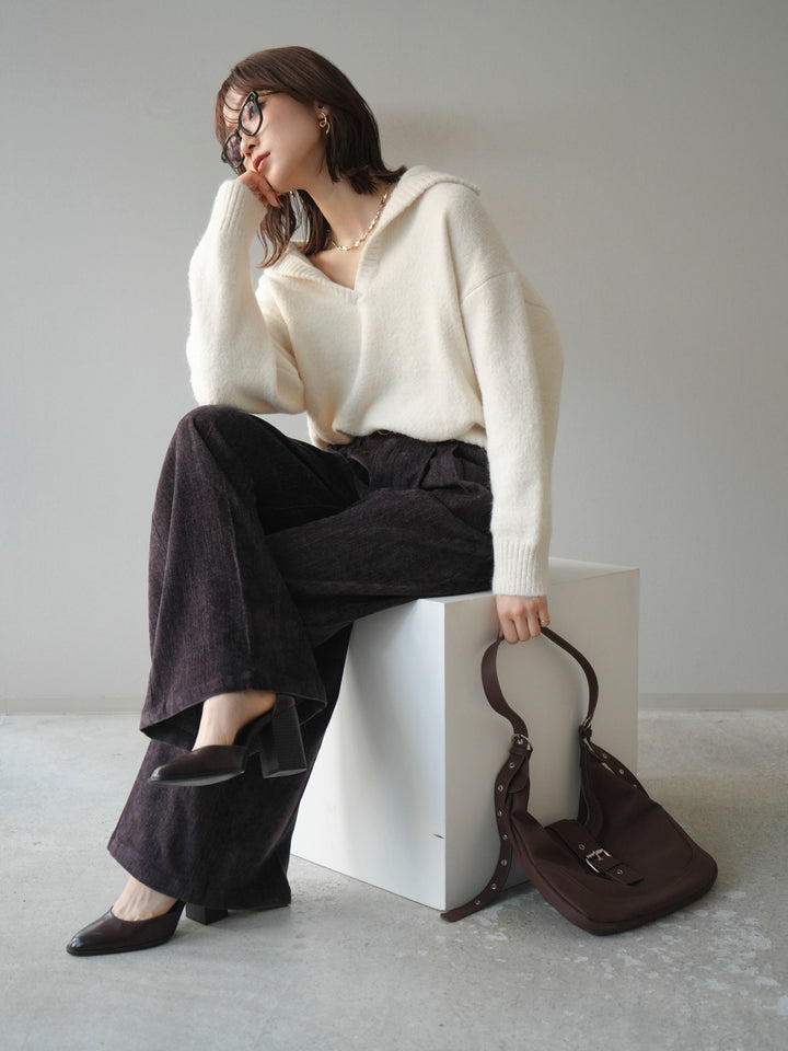 [予約]スキッパーニットプルオーバー/offwhite