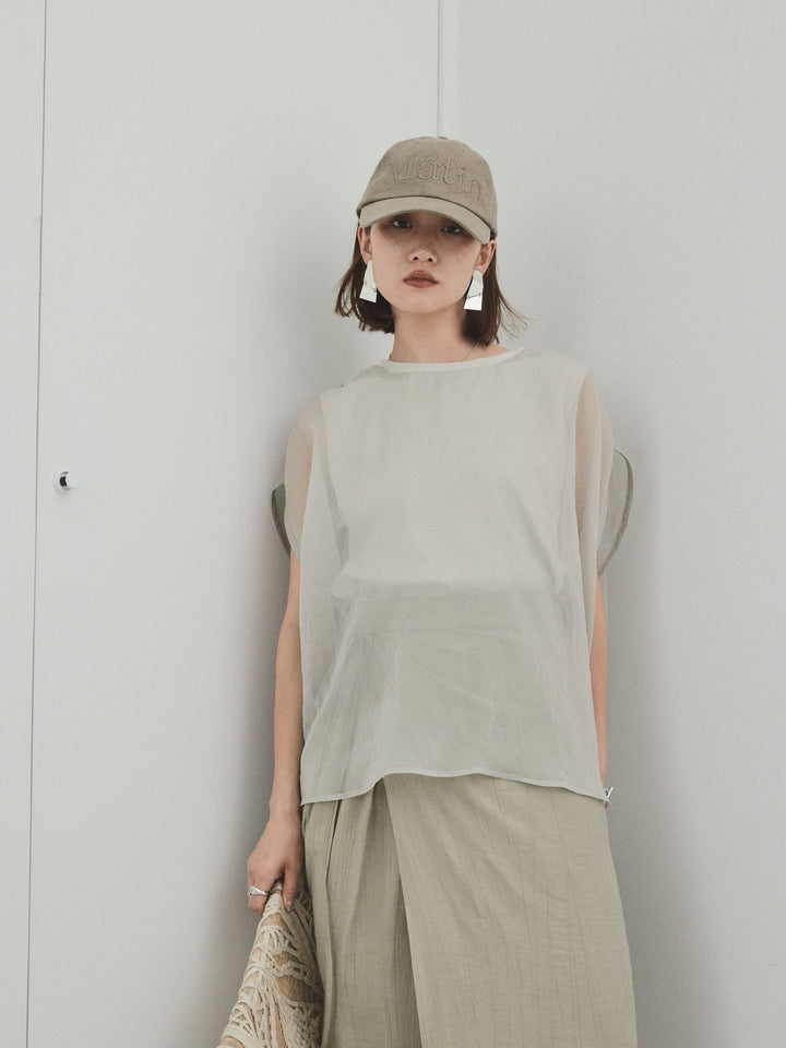 [予約]コンパクトスムースシアーレイヤードトップス/グレージュ