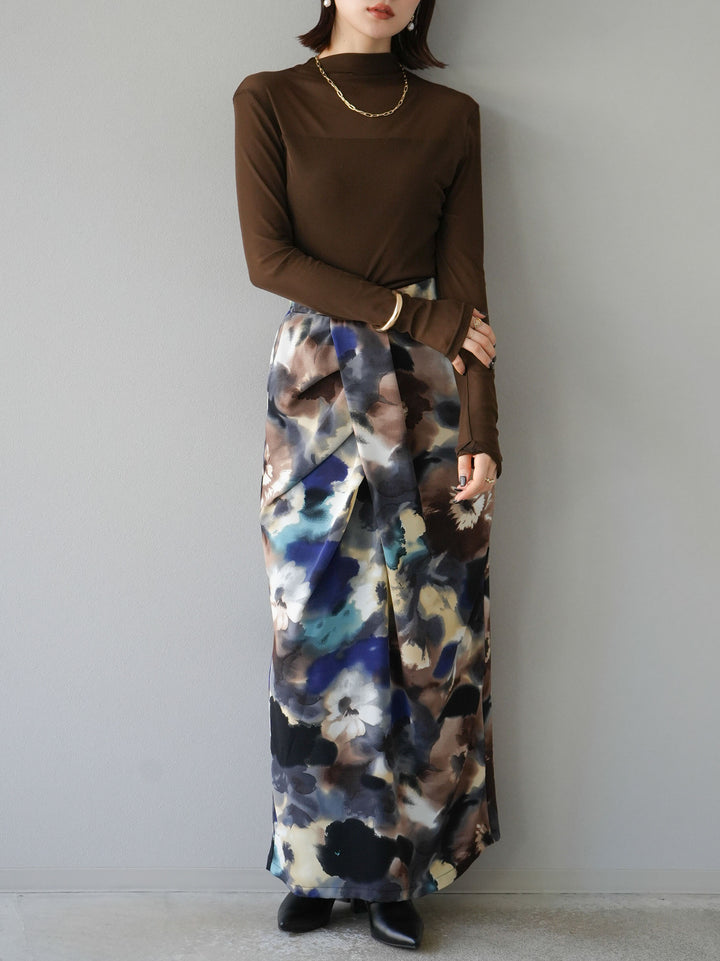 [SET]シアー切替ストレッチ長袖トップス+シアー切替ストレッチトップス(2set)