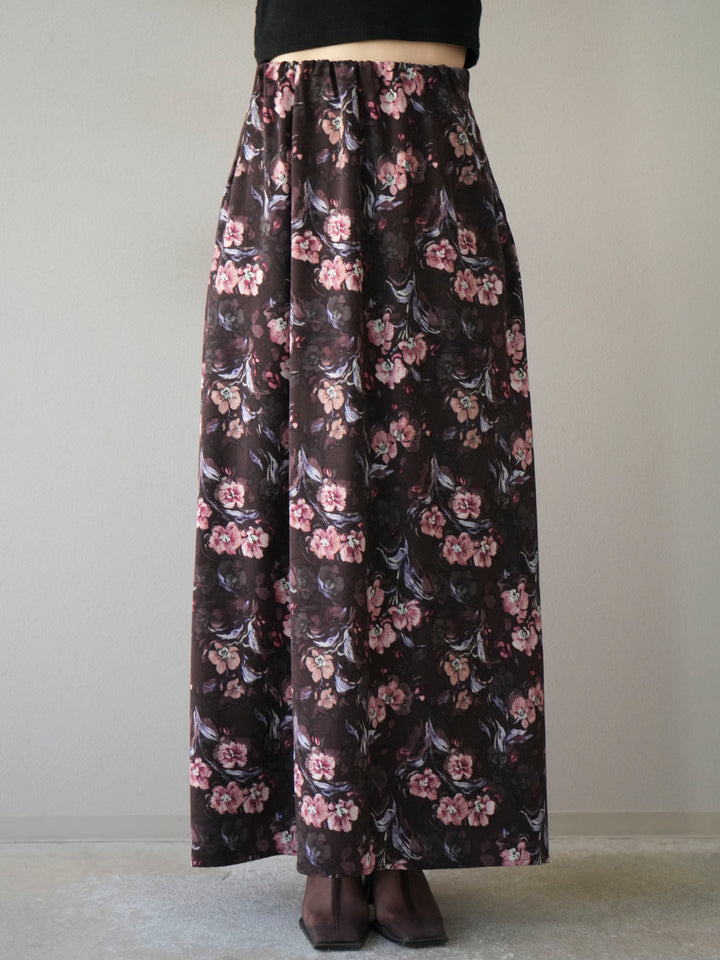 [予約]フラワーナロースカート/ブラウン