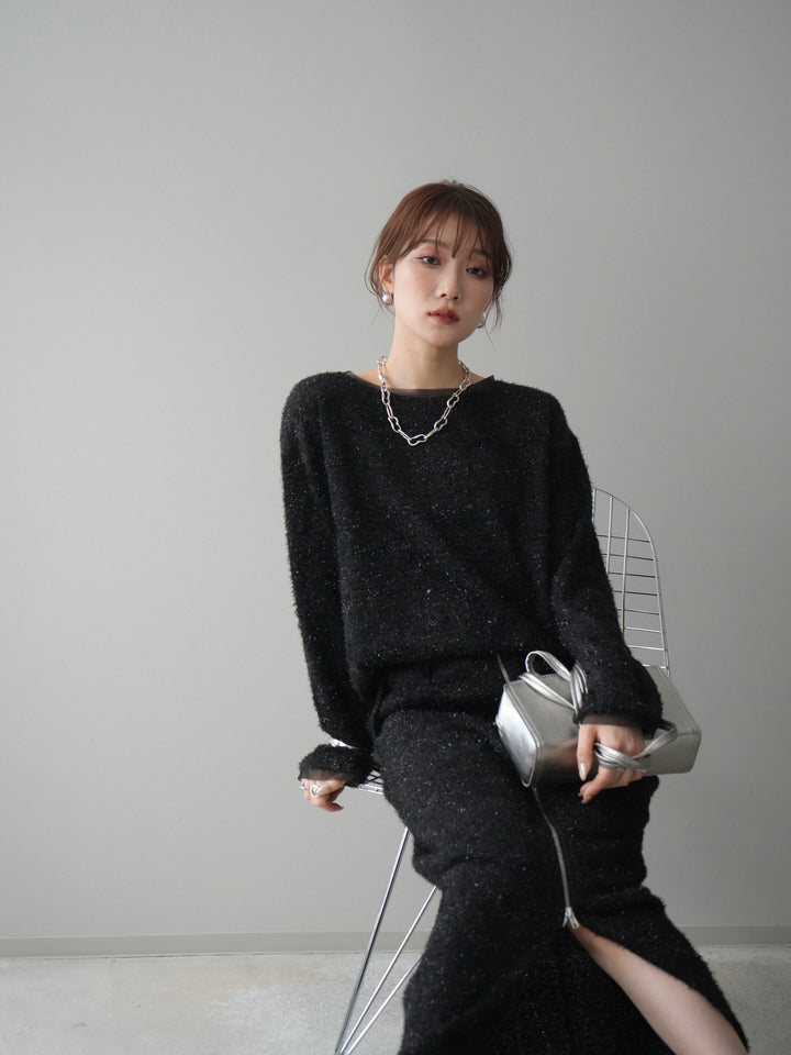 [予約]ラメシャギートップス/black