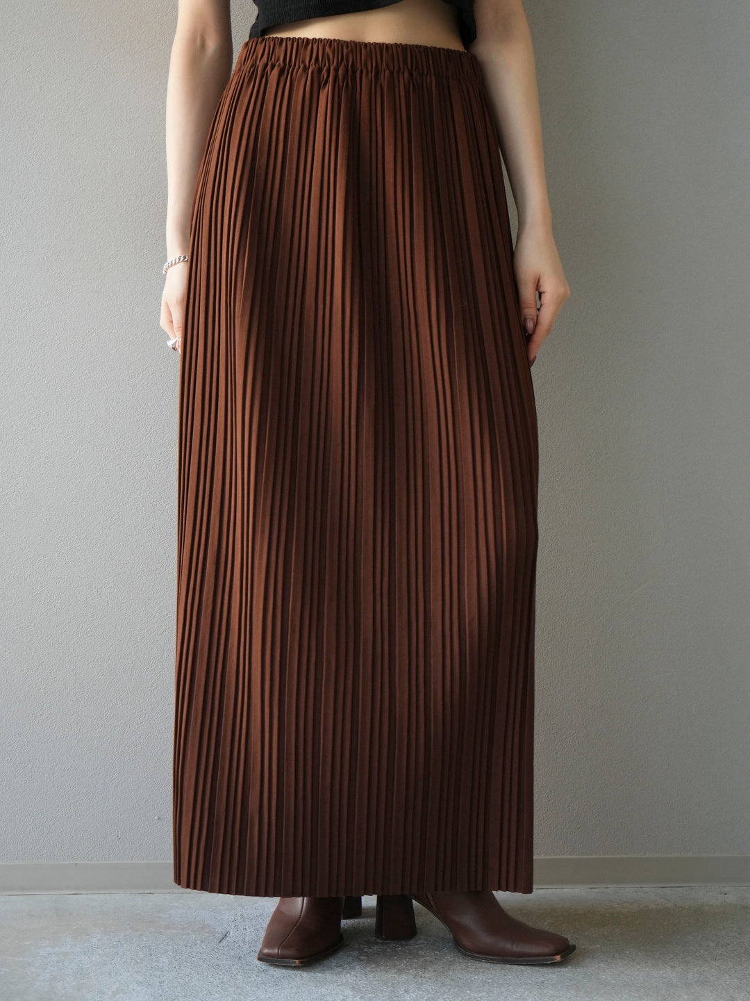 [予約]プリーツIラインスカート/brown