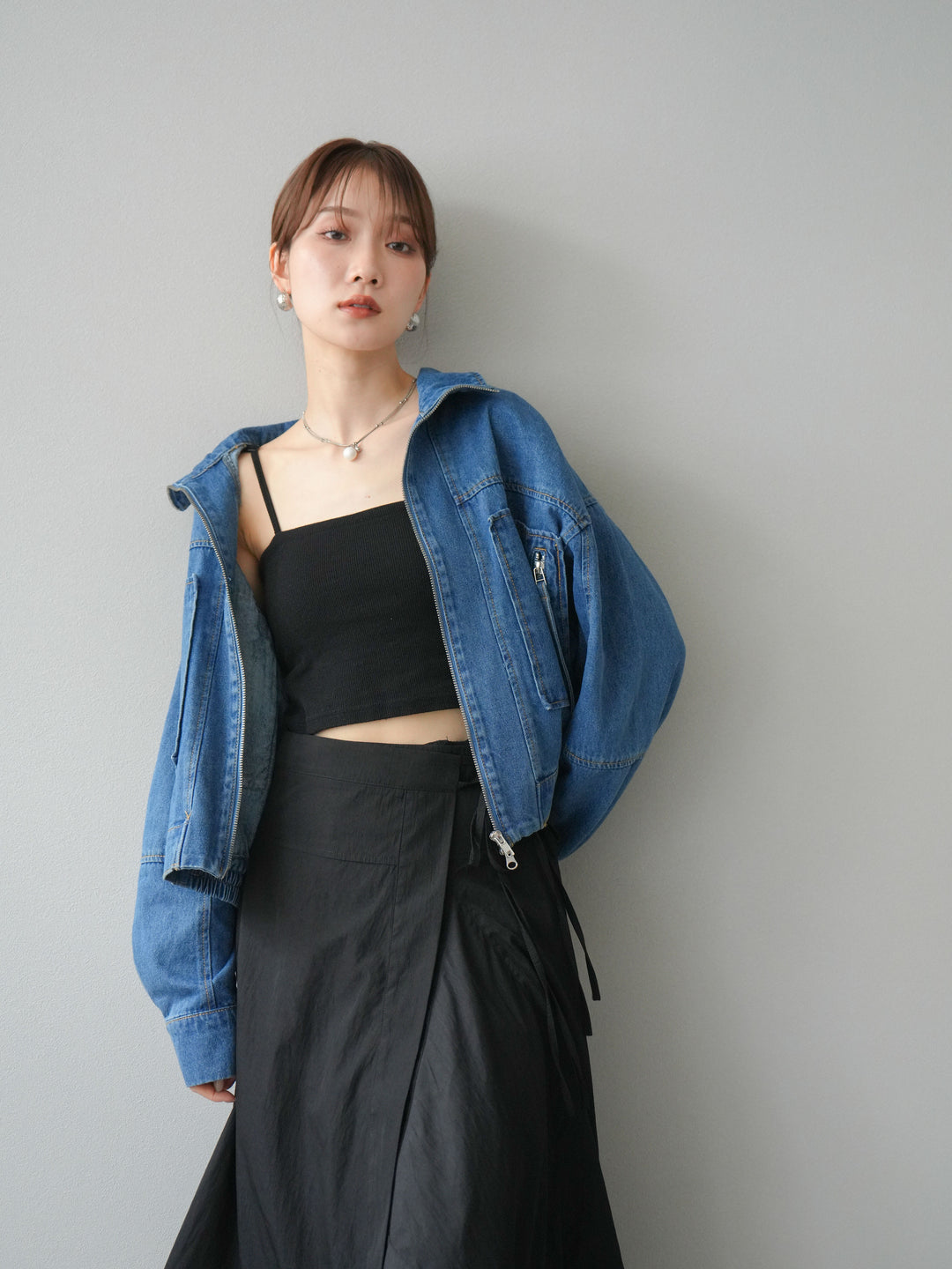 [予約]ZIPポケットデニムショートブルゾン/ブルー