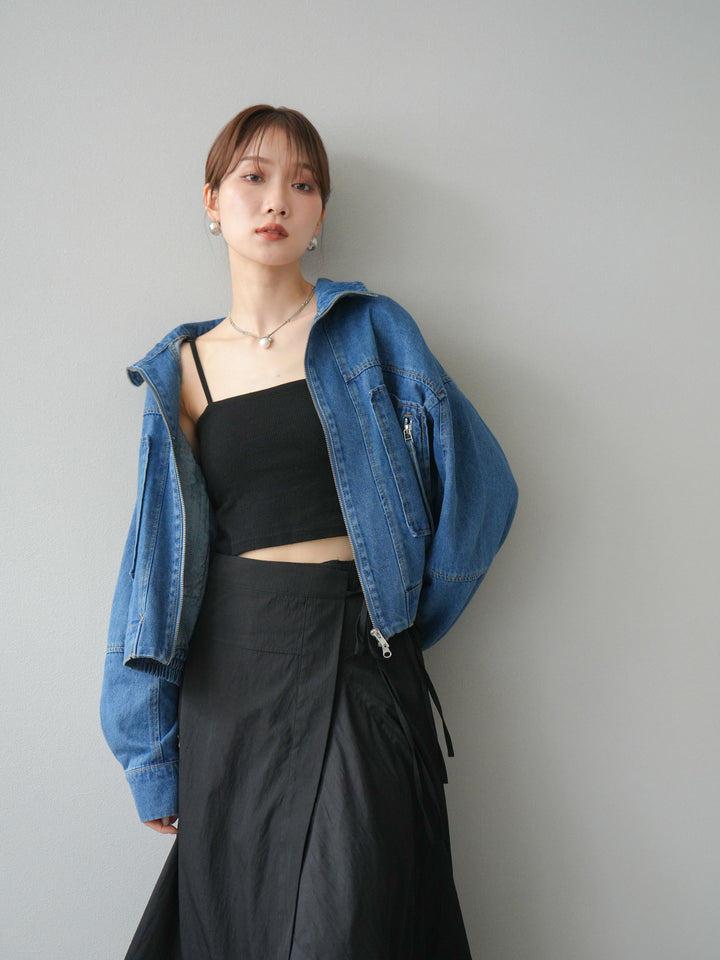 [予約]ZIPポケットデニムショートブルゾン/ブルー