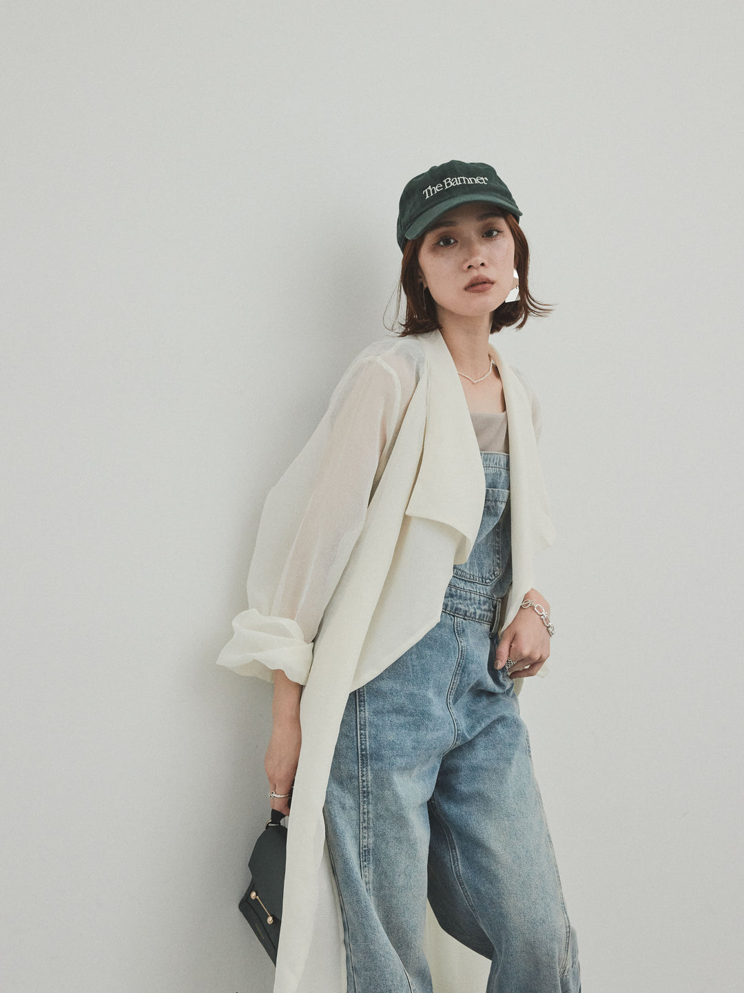 [予約]センターシームデニムサロペット /ライトブルー