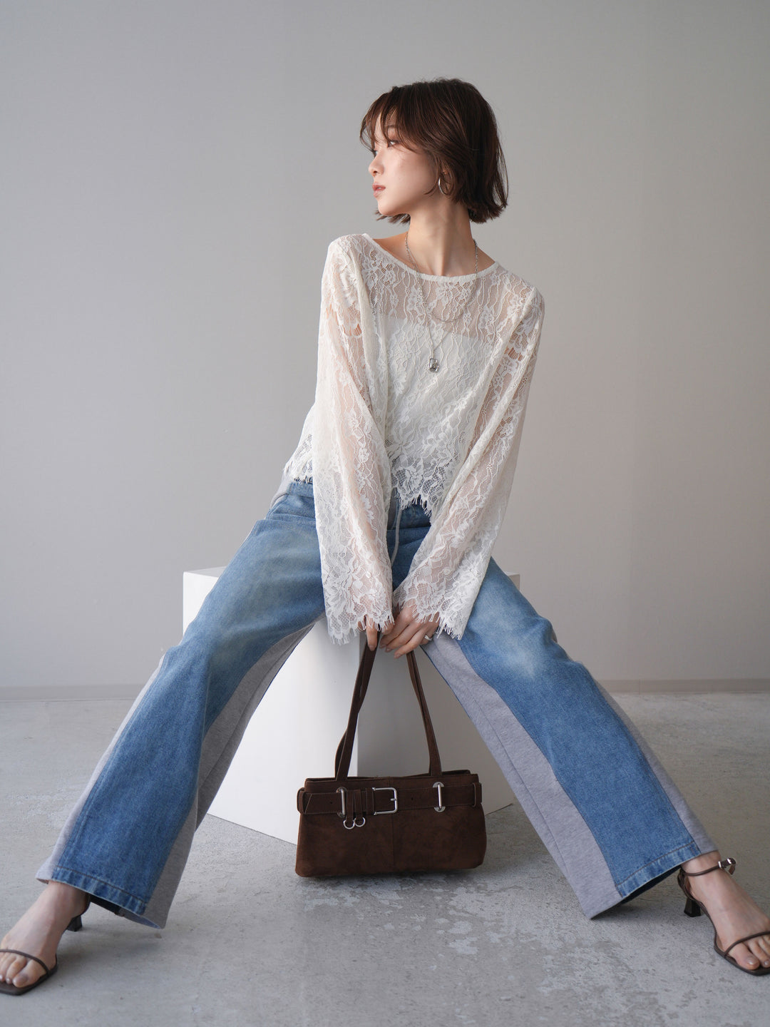 [SET]2WAYスリーブレーストップス+2WAYスリーブレーストップス(2set)