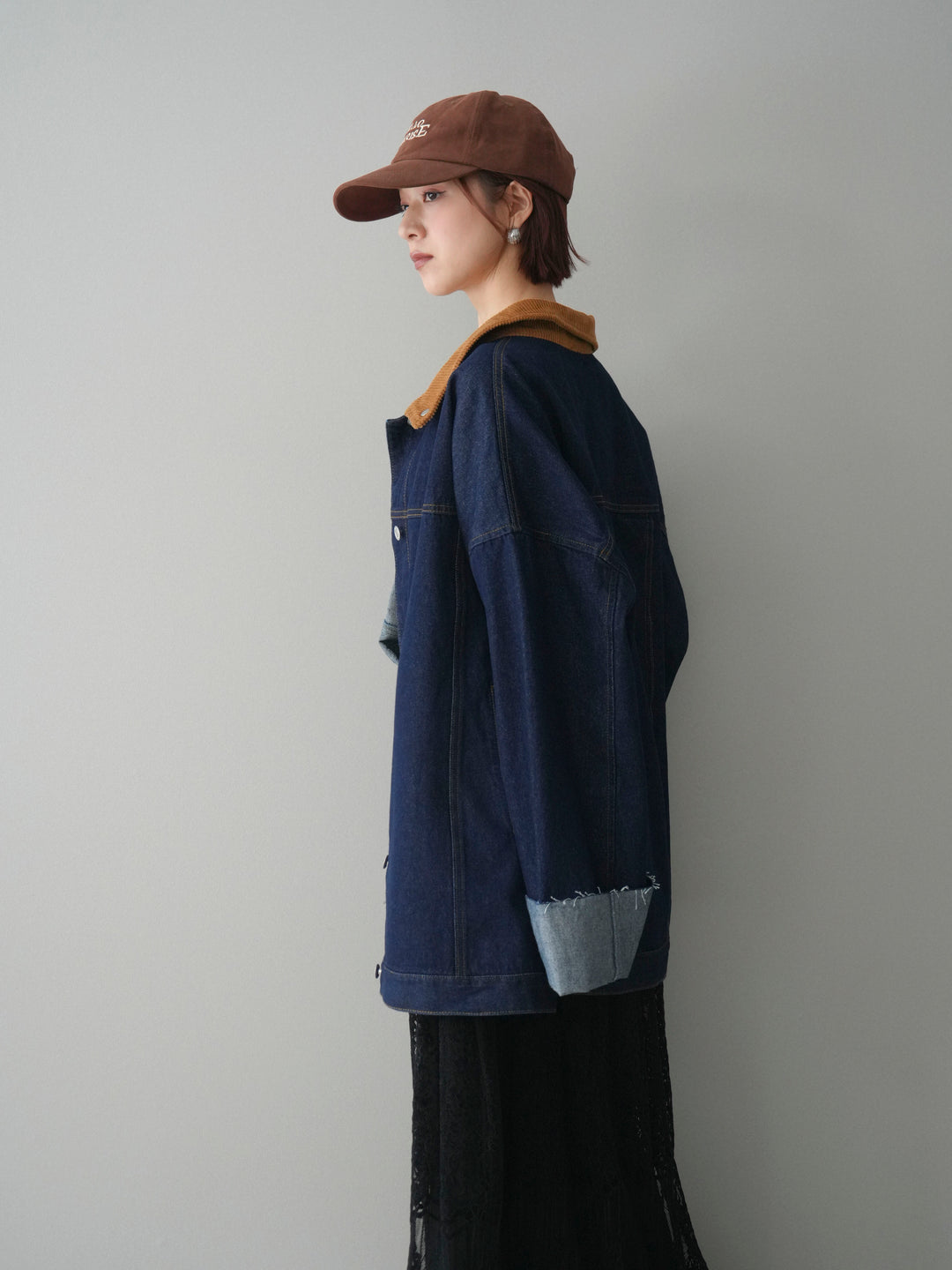 [予約]コーデュロイ×デニムミドルジャケット/indigo