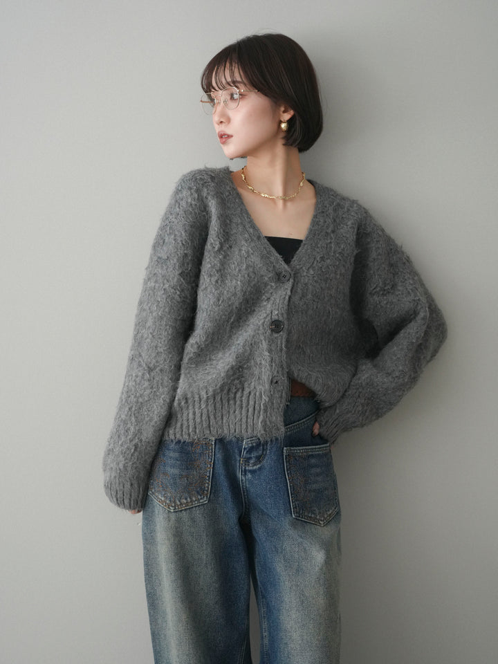 [予約]起毛シャギーニットカーディガン/gray