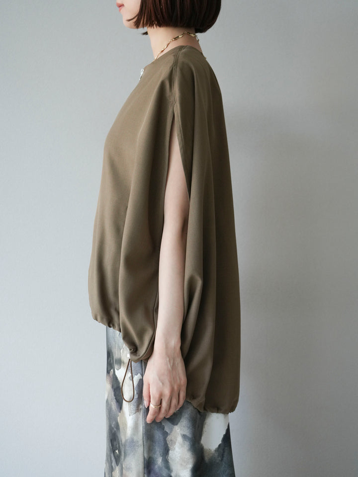 [予約]スリーブレスドロストZIPブルゾン/ブラウン