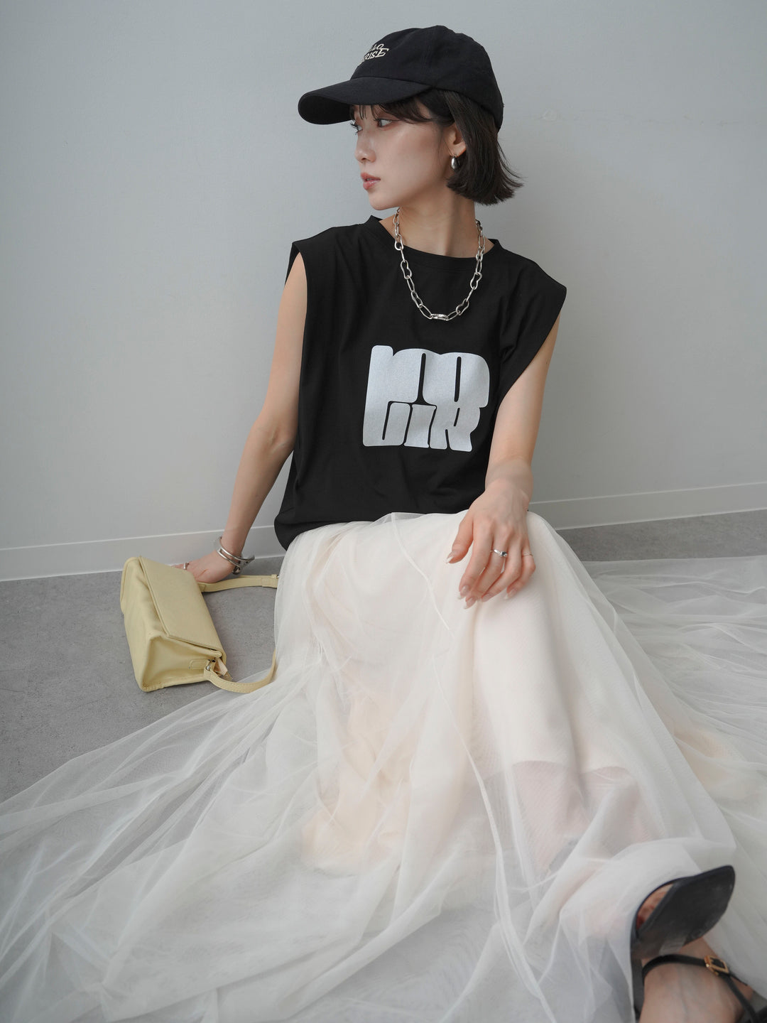 [先行販売！]ショルダータックノースリーブオーバーTEE+ショルダータックノースリーブオーバーTEE(2set)