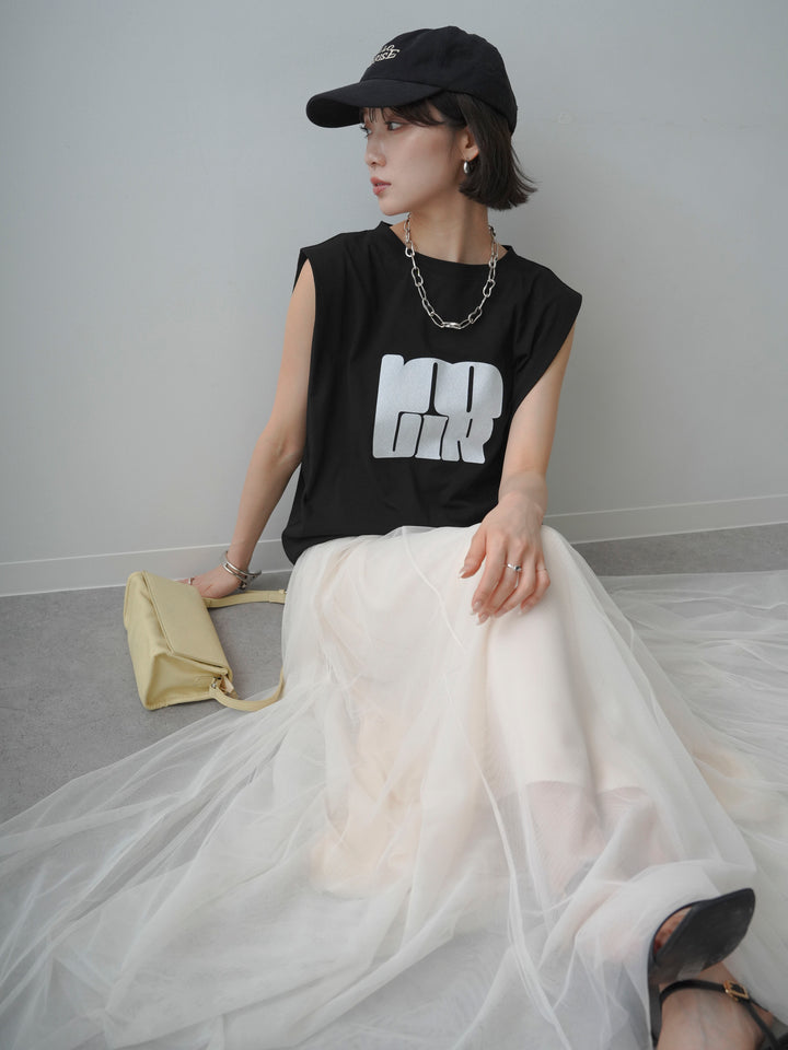 [先行販売！]ショルダータックノースリーブオーバーTEE+ショルダータックノースリーブオーバーTEE(2set)