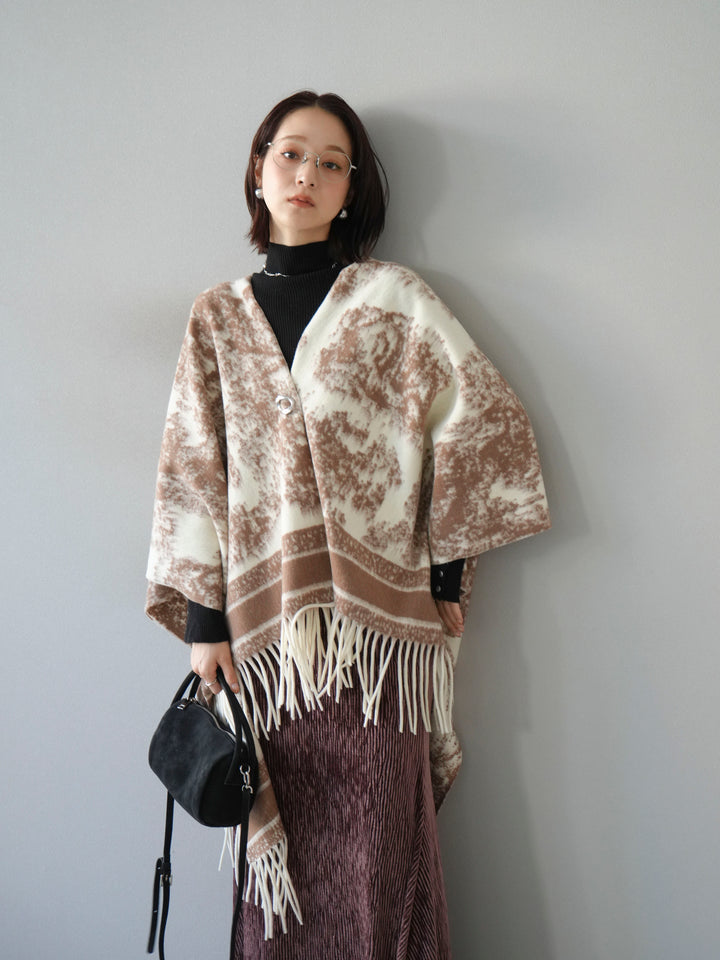 [SET]アブストラクト柄ストールポンチョ+選べるアクセセット(2set)