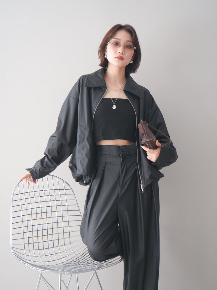 [予約]ウォッシャブルフェイクレザーバルーンジャケット/black