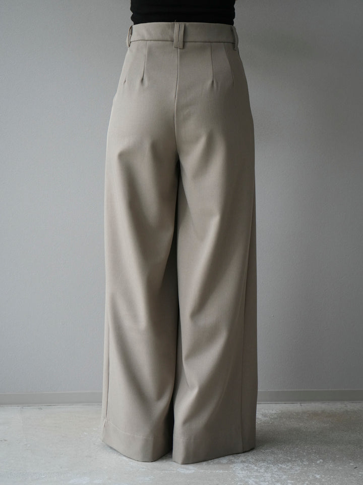 [予約]ダブルタックワイドパンツ/ベージュ