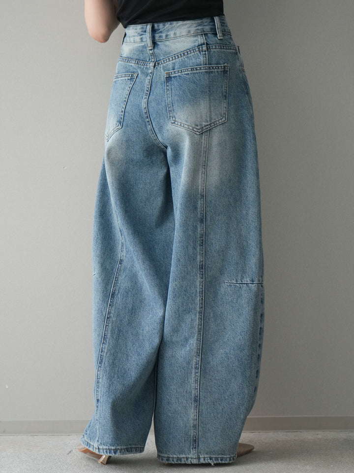 [予約]ガーメントウォッシュカーブデニムパンツ/lightblue