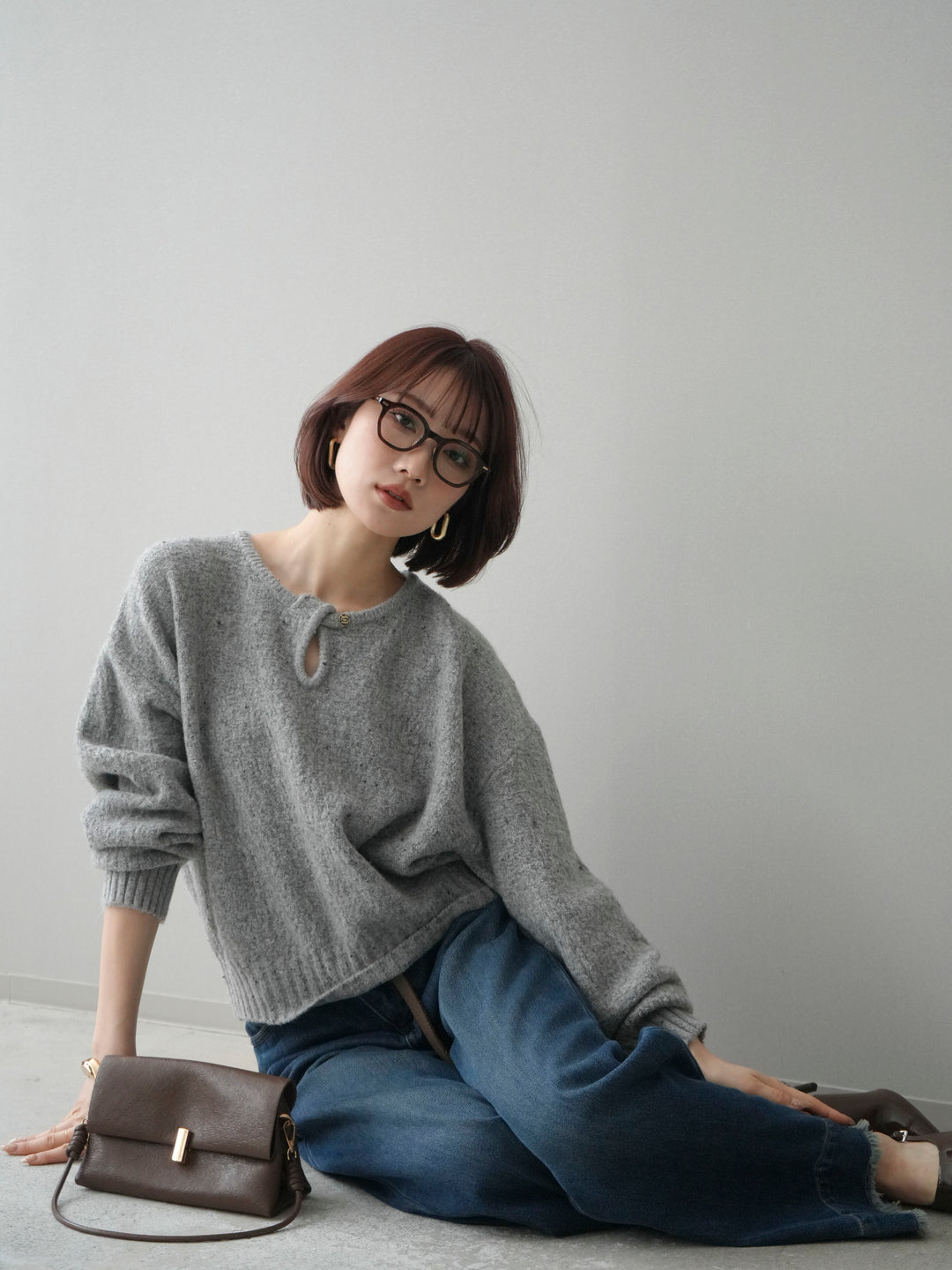 [SET]ツイストネックラメネップヤーンニットプルオーバー+ツイストネックラメネップヤーンニットプルオーバー(2set)