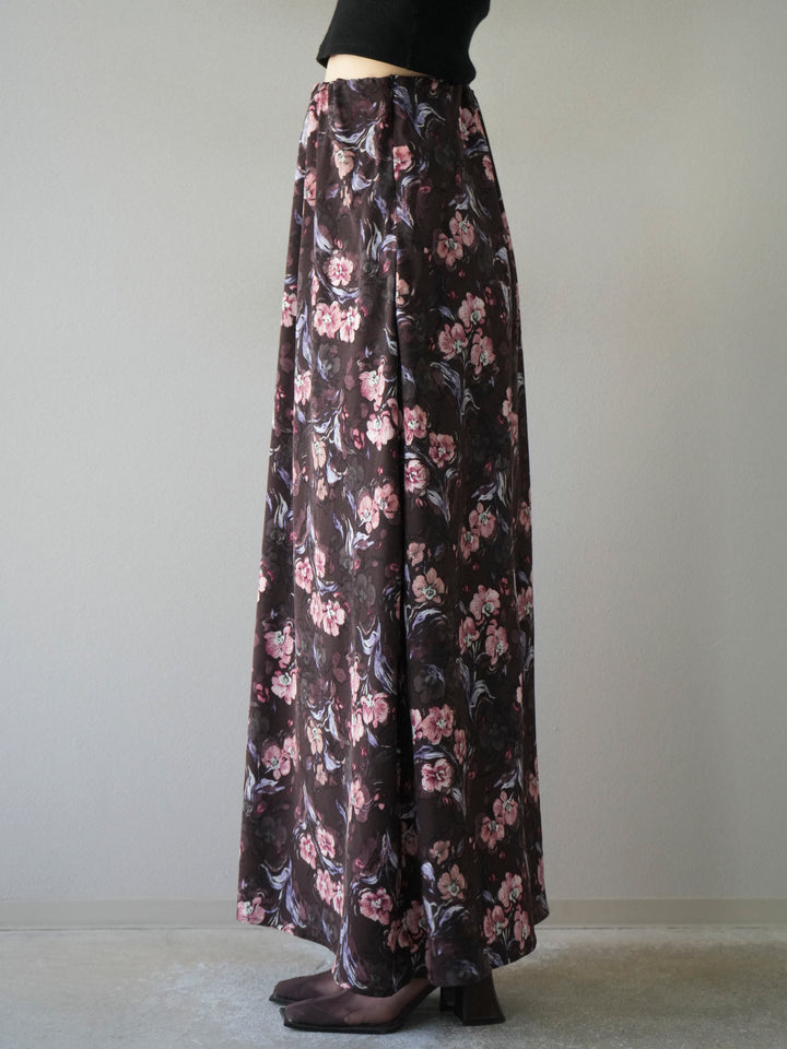 [予約]フラワーナロースカート/ブラウン
