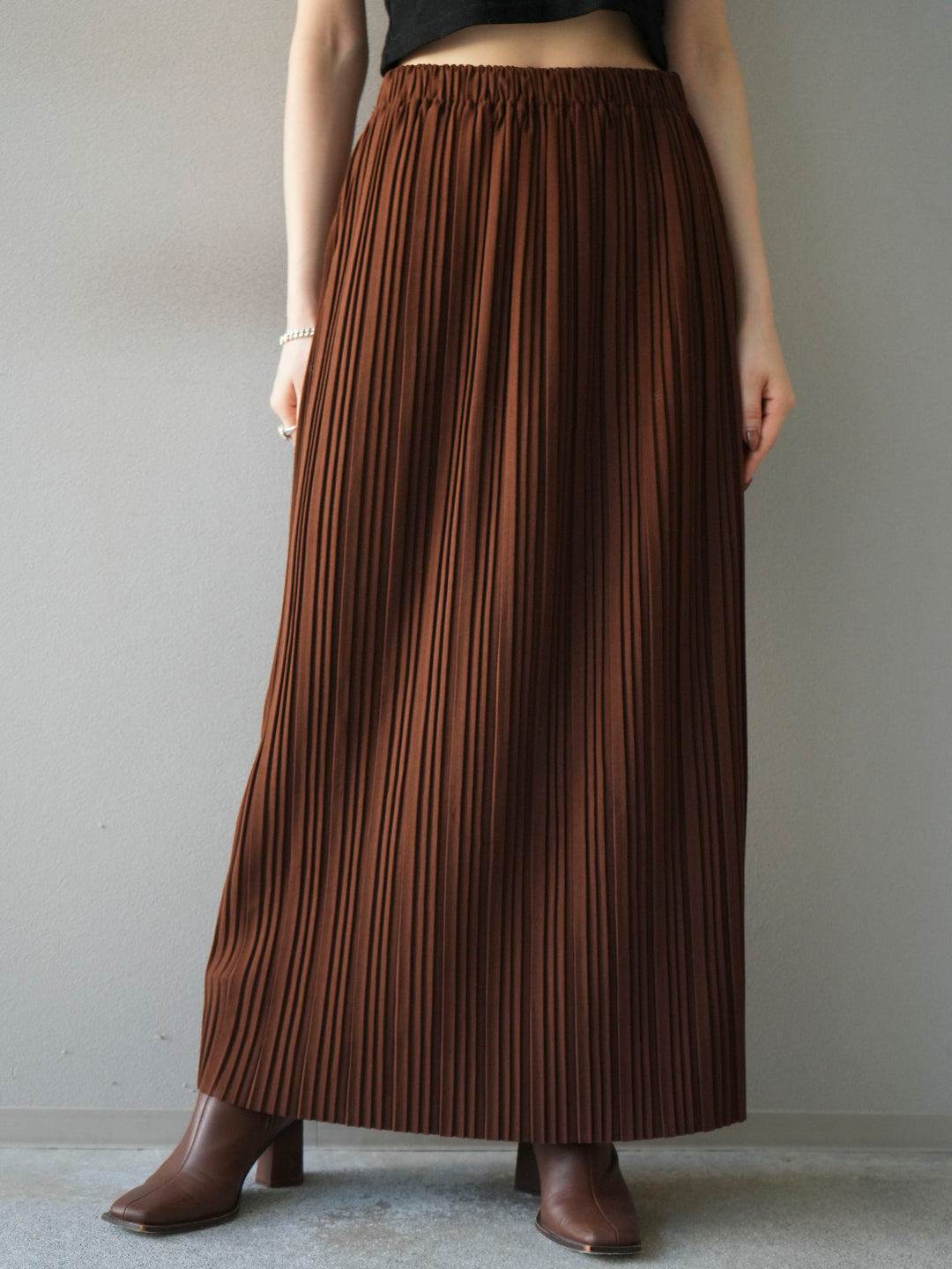 [予約]プリーツIラインスカート/brown