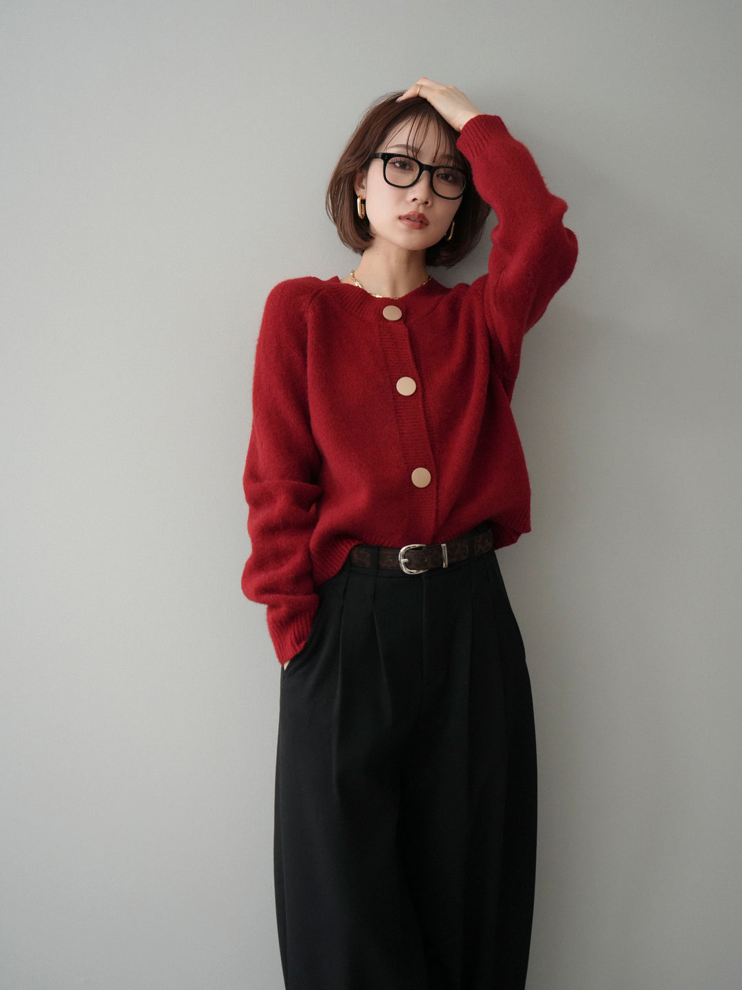 [SET]BIGボタンニットカーディガン+BIGボタンニットカーディガン(2set)