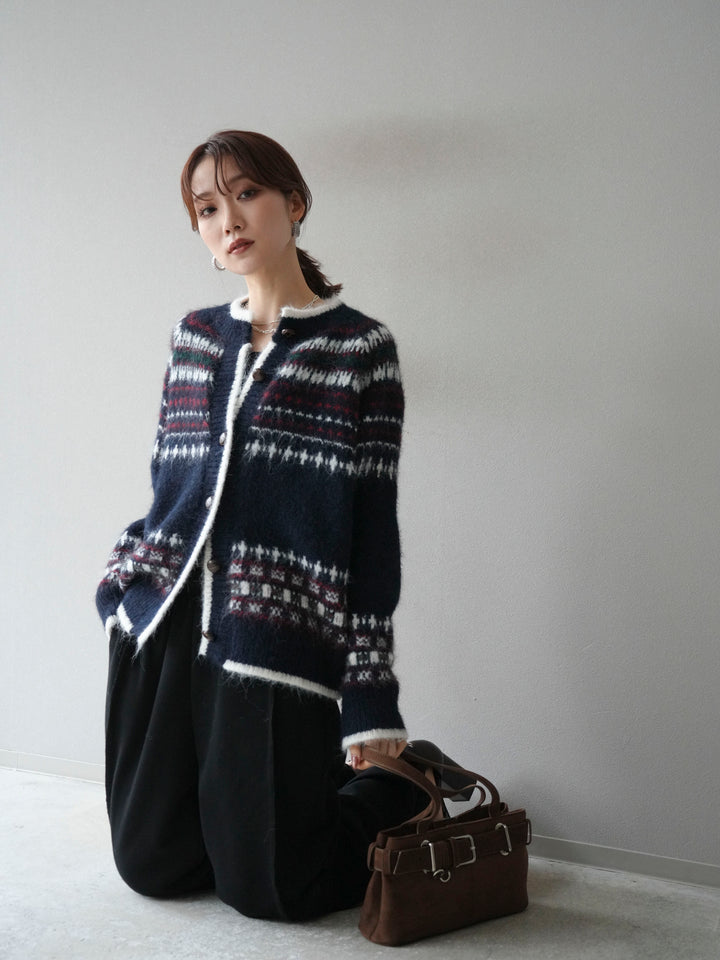 [SET]求心柄ウッドボタンニットカーディガン+2WAYデザインスウェットパンツ(2set)