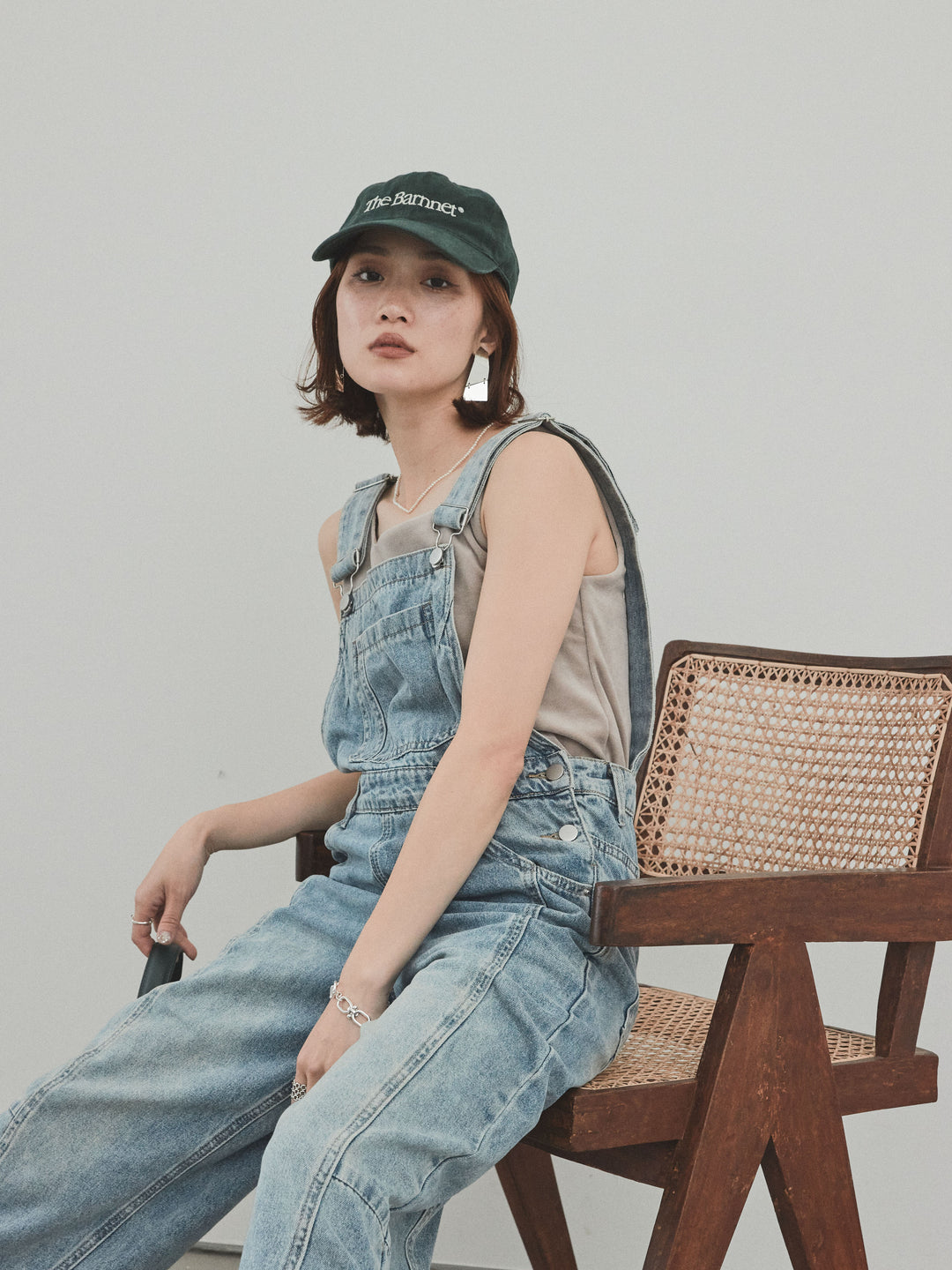 [予約]センターシームデニムサロペット /ライトブルー