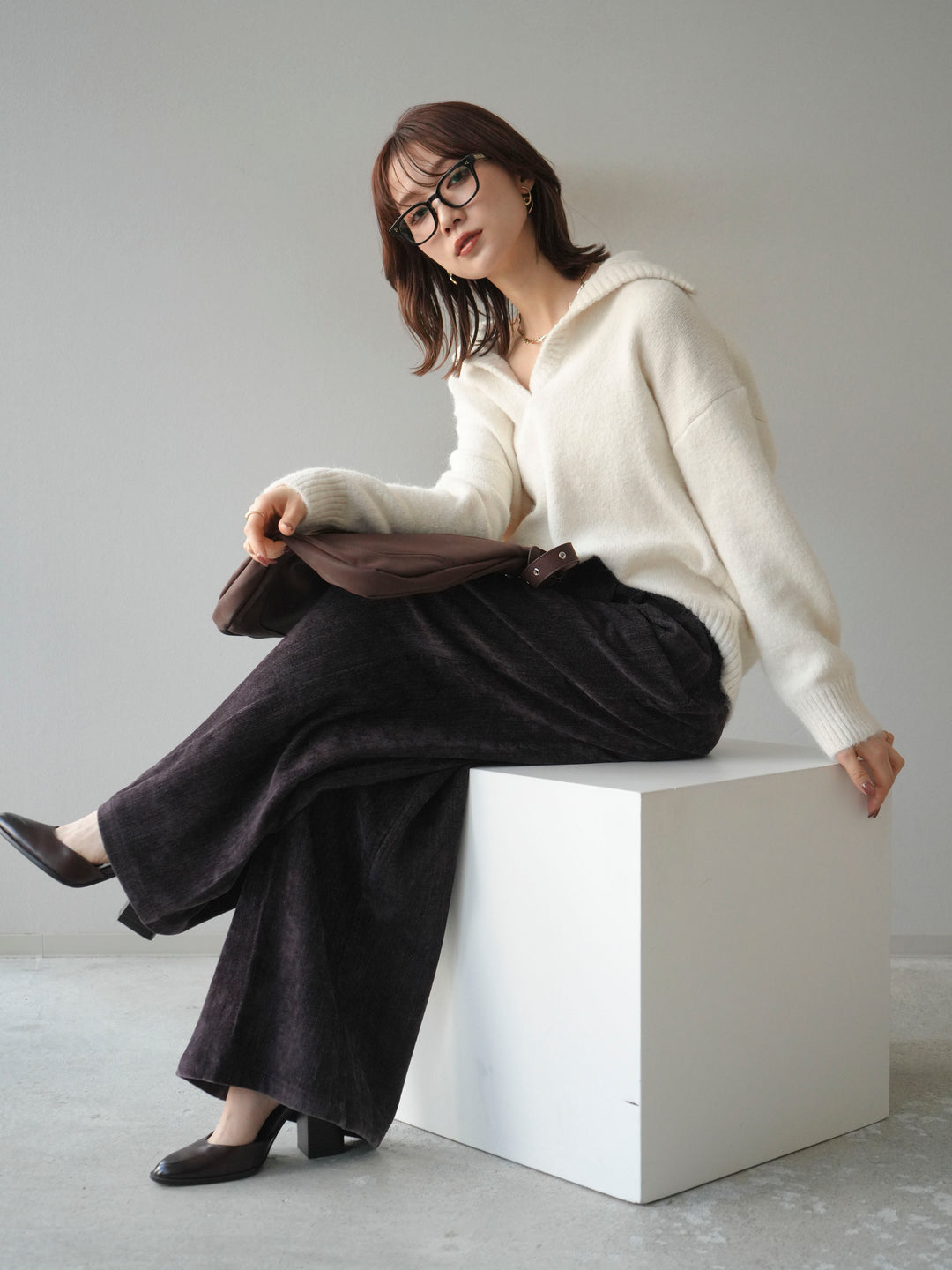 [予約]スキッパーニットプルオーバー/offwhite