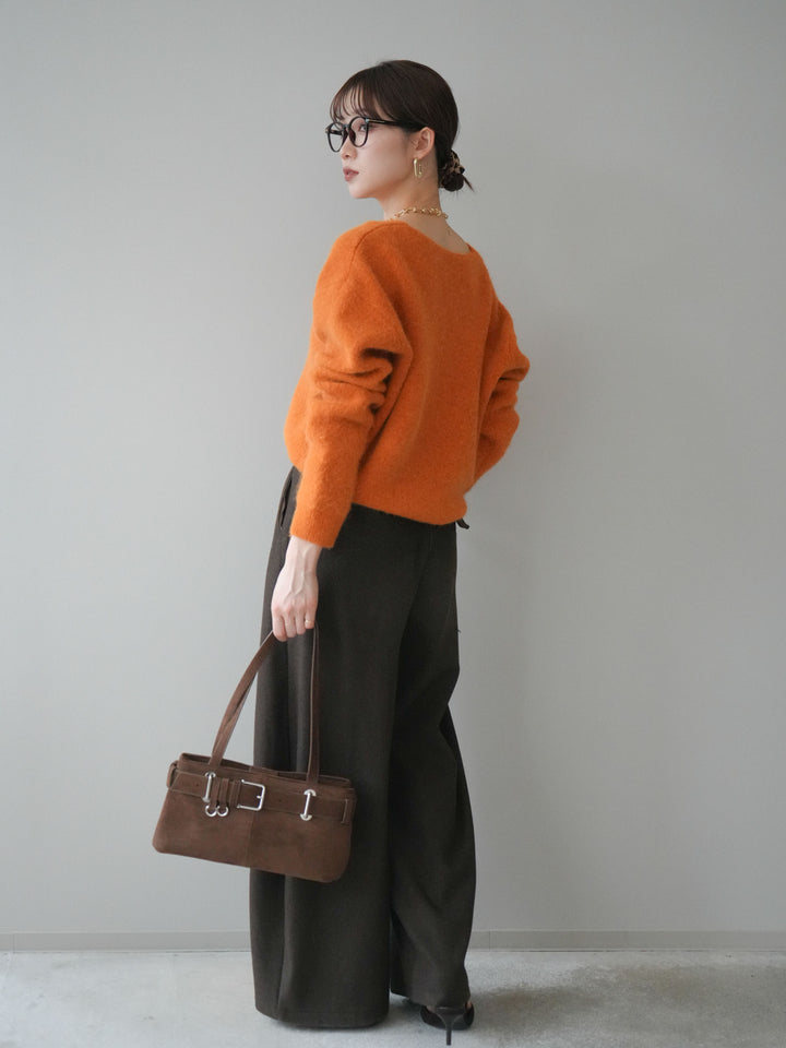 [SET]アニマル柄ベルト付きウールタッチワイドパンツ+アニマル柄ベルト付きウールタッチワイドパンツ(2set)