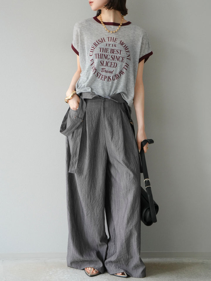 [予約]ストリングデザインハイウエストサロペット/チャコール