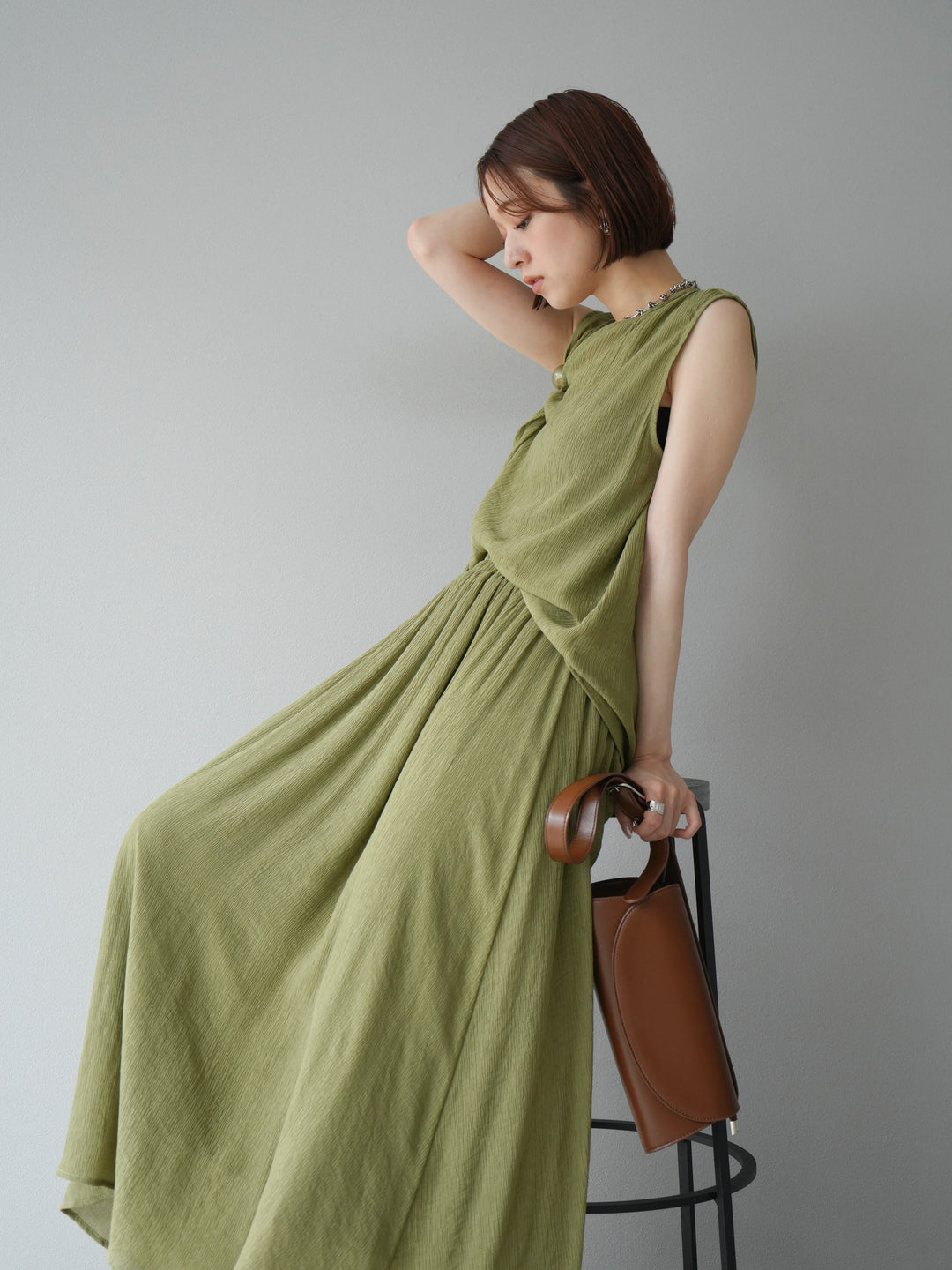 [SET]ビーズモチーフ楊柳ブラウス＆フレアスカートSET UP(2set)