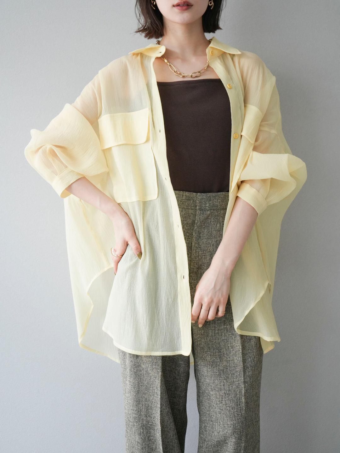 [予約]BIGポケットオーバーシアーシャツ/ライトイエロー