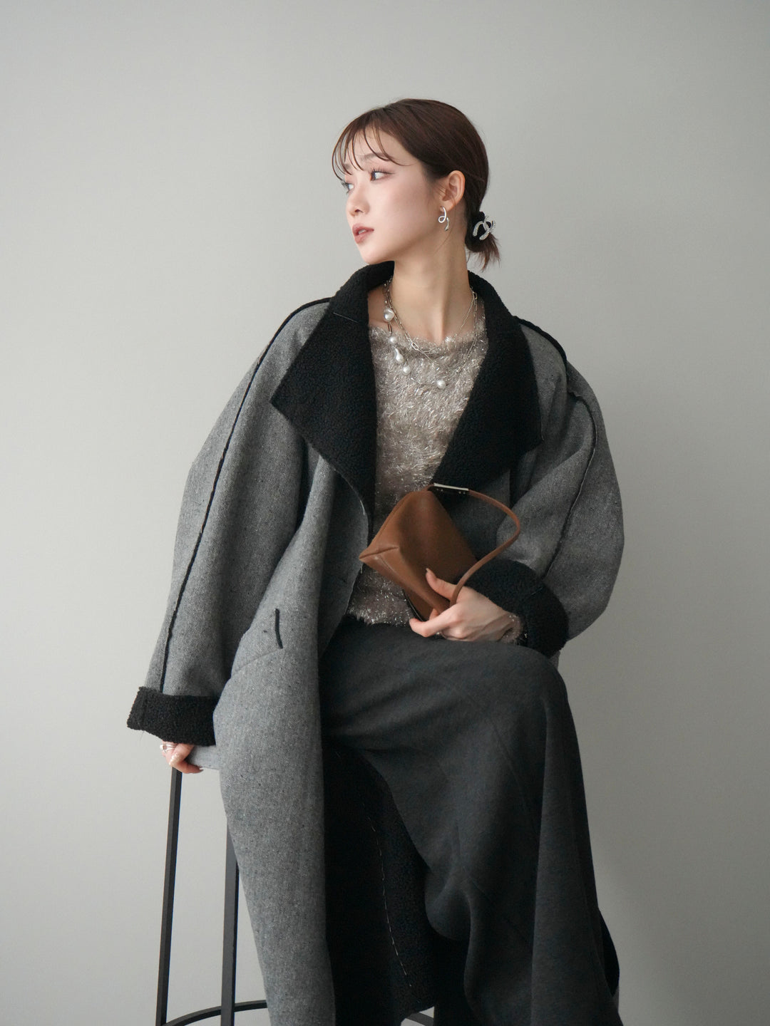 [予約]アウトシーム裏ボアコート/gray