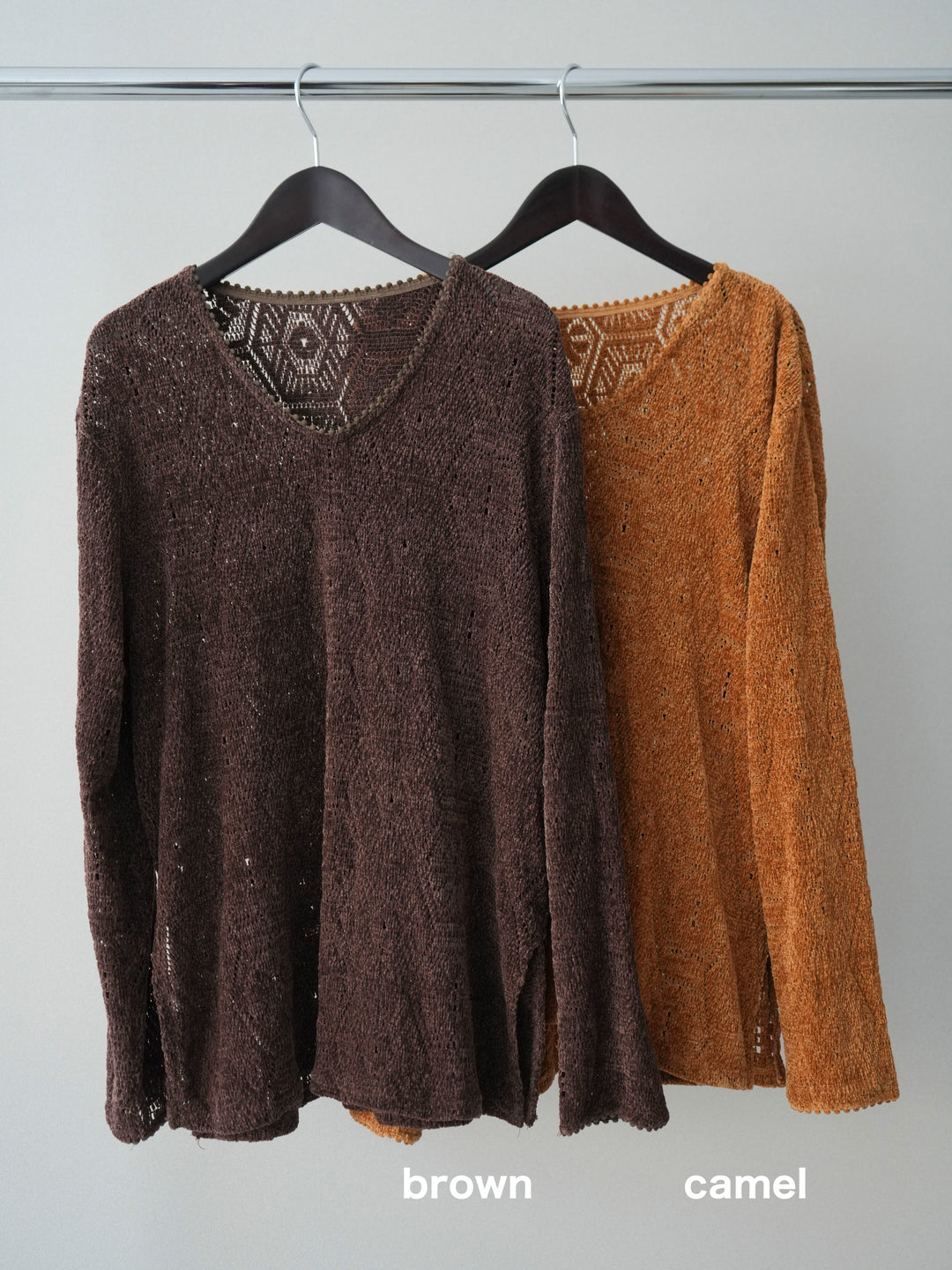 [SET]モール透かし編みニットトップス+モール透かし編みニットトップス(2set)